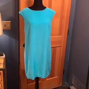NWT silk shift dress with gold exposed zipper.